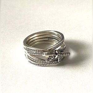 Pandora Sterling Silver 925 Delicate Sentimental Ring Bow Size 7